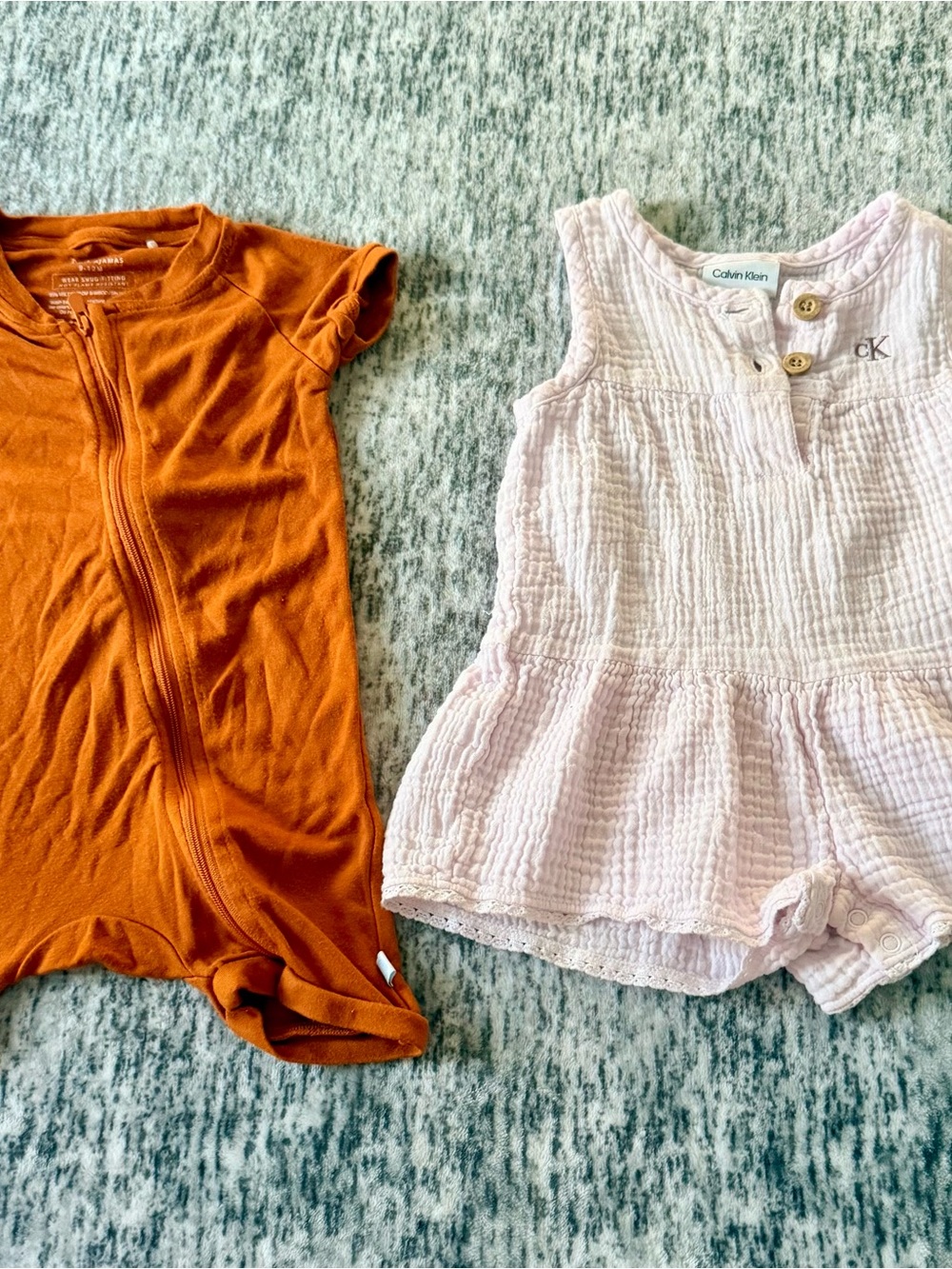 Calvin Klein Pink Ruffle Romper and Dreamland One Pieces Bamboo Pajama